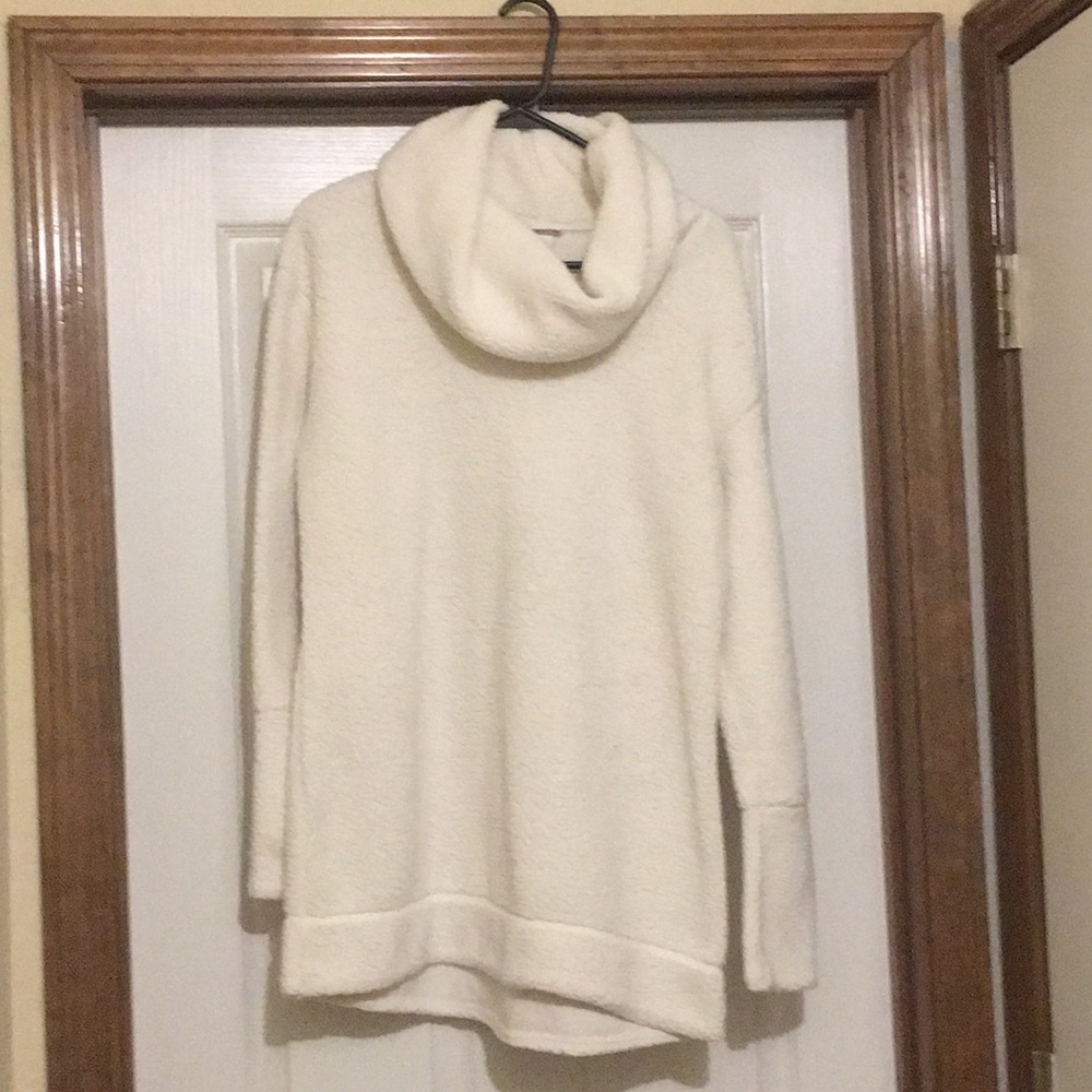 Soft fuzzy cowl neck sweater